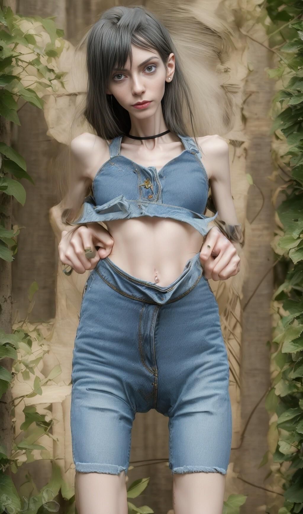 AI Generated - Anorexic women in jeans - Eugenia Cooney edition