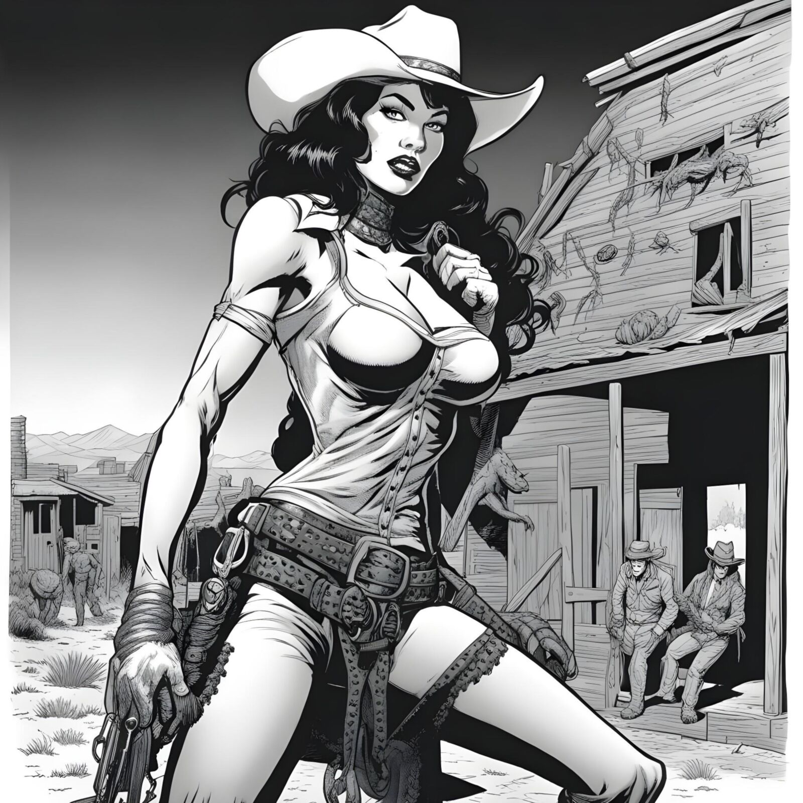 Cowgirl Betty Page vs Os Homens Lagarto