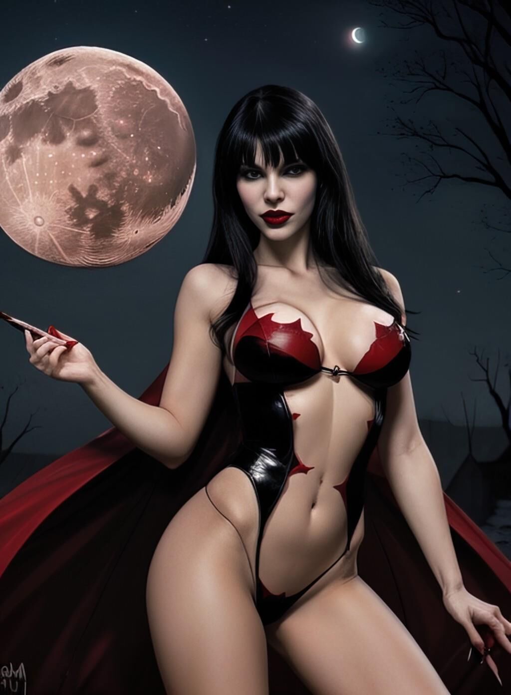 Vampirella sexy nude AI generated art tribute