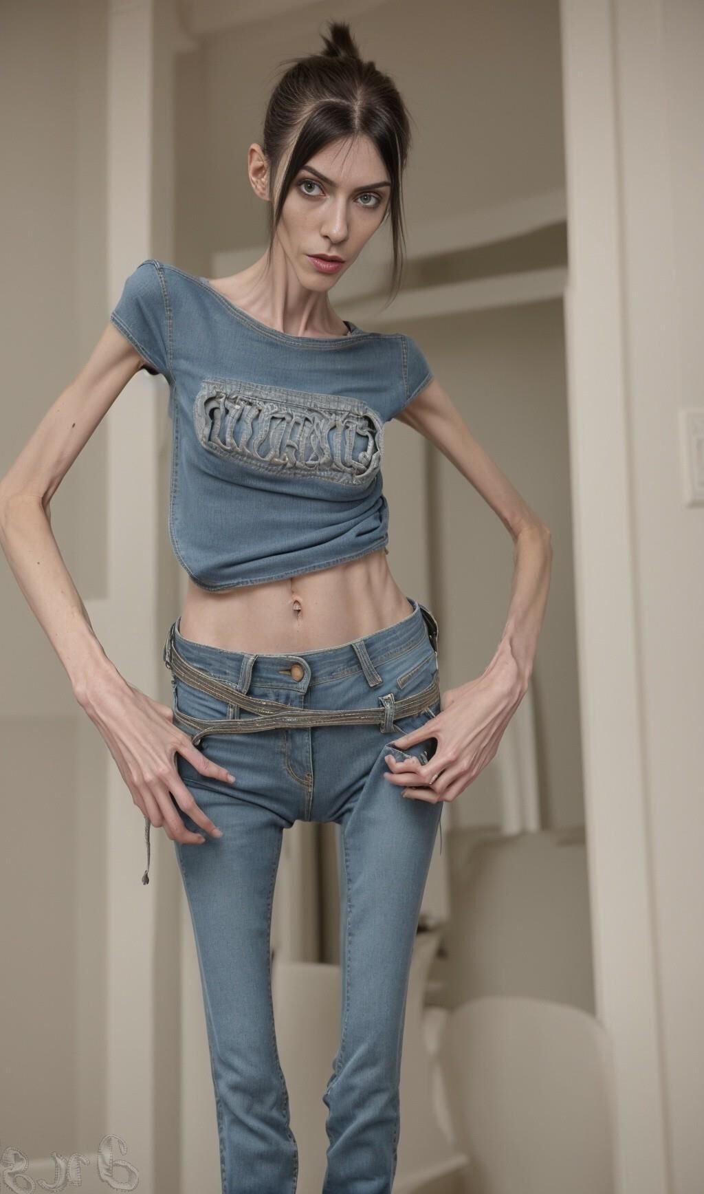 AI Generated - Anorexic women in jeans - Eugenia Cooney edition