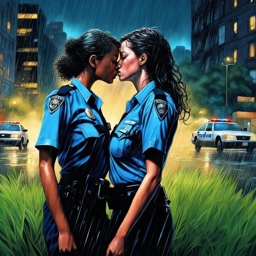 Lesbianism in the Park ... Policewomen taking a break 2