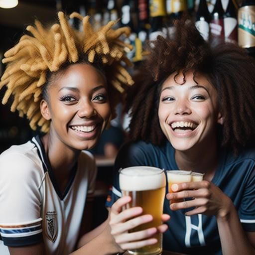 AI girls drinking lager in British pubs 