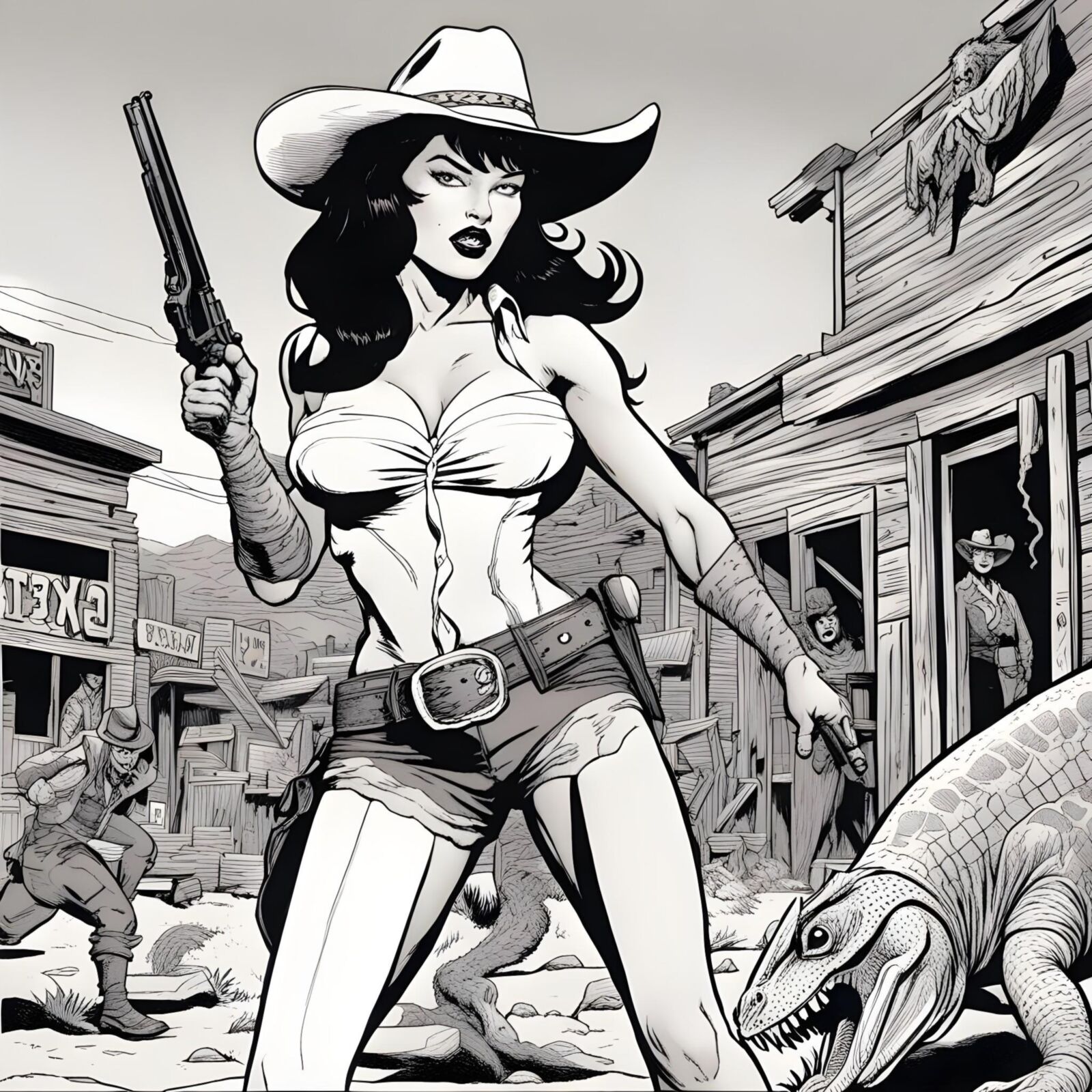 Cowgirl Betty Page vs Os Homens Lagarto