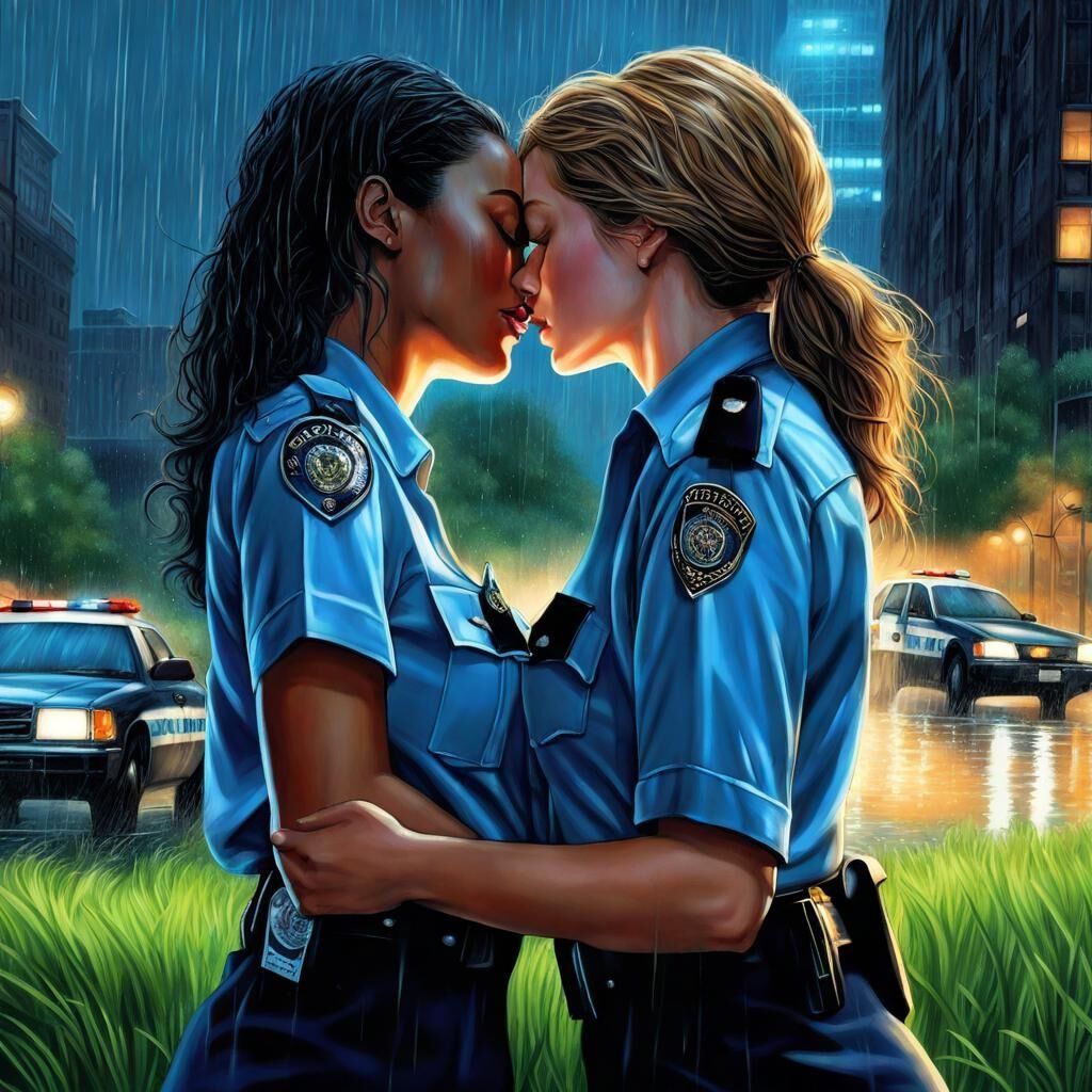 Lesbianism in the Park ... Policewomen taking a break 2