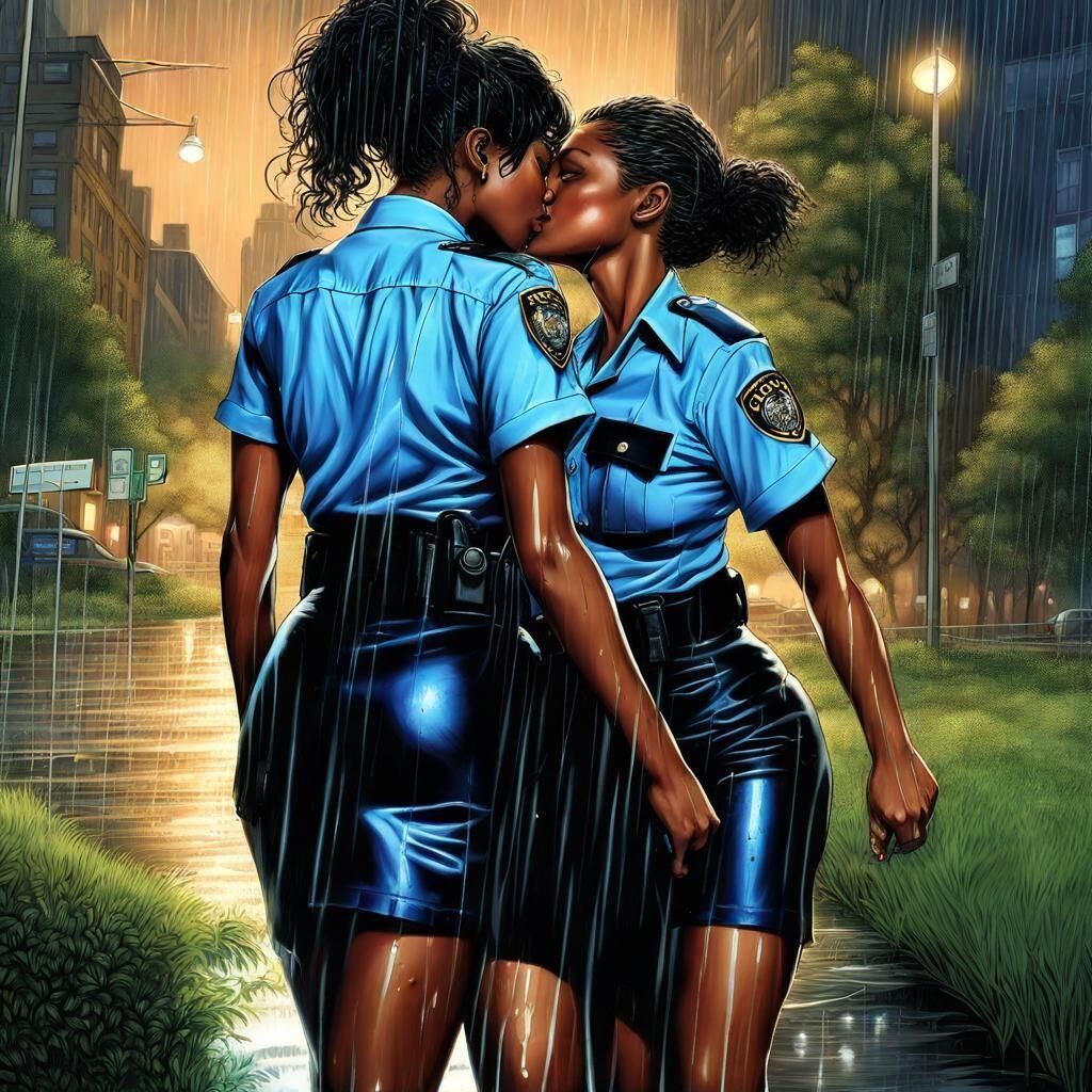 Lesbianism in the Park ... Policewomen taking a break 2