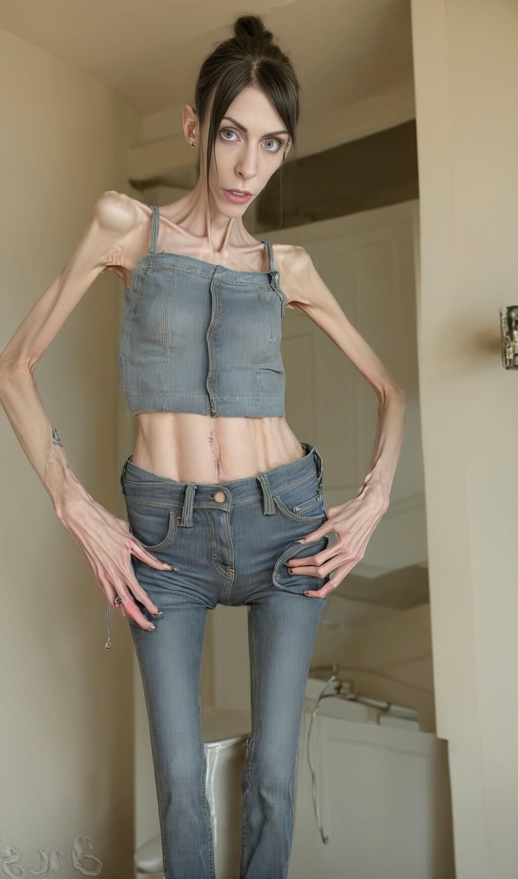 AI Generated - Anorexic women in jeans - Eugenia Cooney edition