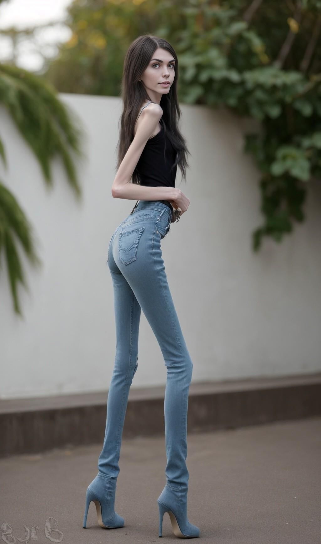 AI Generated - Anorexic women in jeans - Eugenia Cooney edition