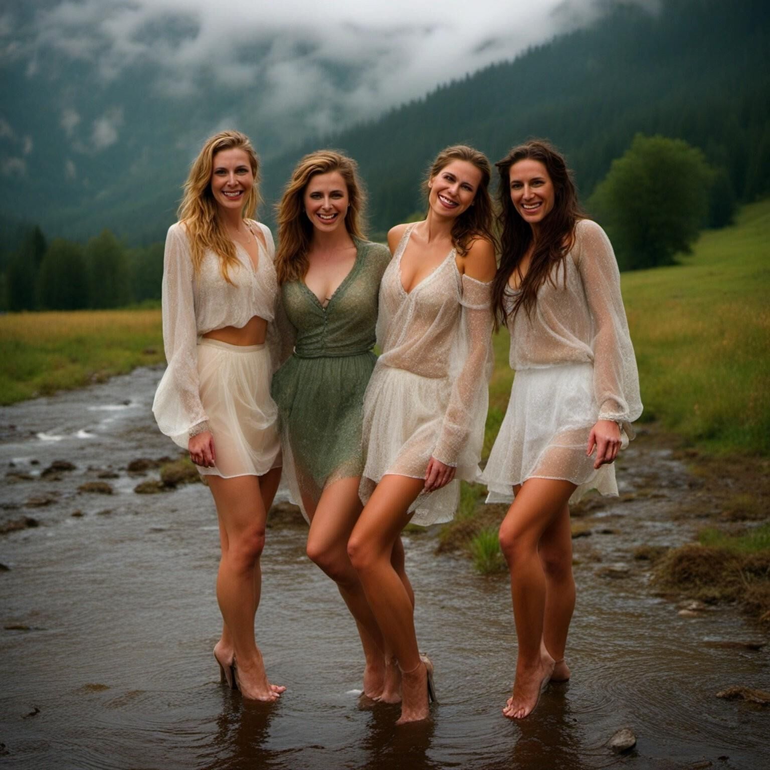 Ai generated bavarian women in the rain