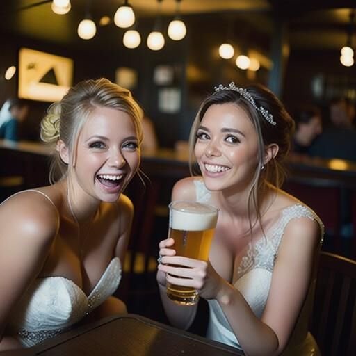 AI girls drinking lager in British pubs 