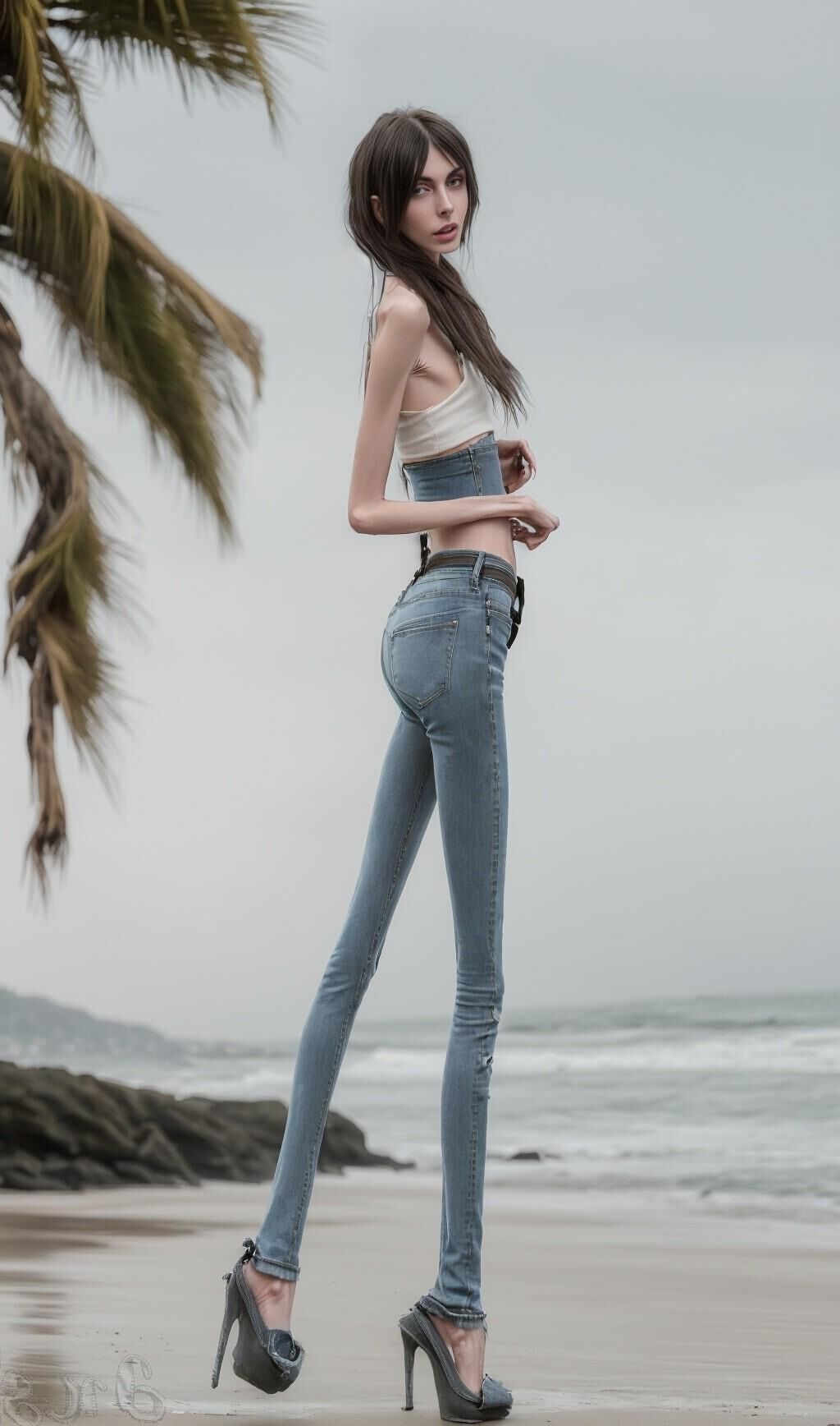 AI Generated - Anorexic women in jeans - Eugenia Cooney edition