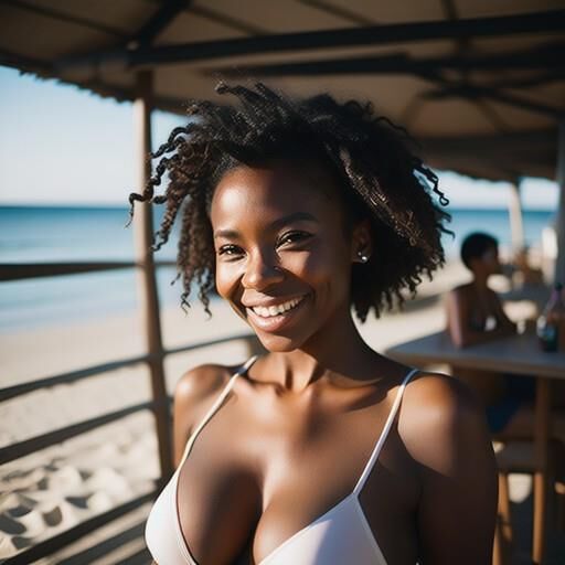 Beautiful black girls, AI, some in bikinis, some with boobs out