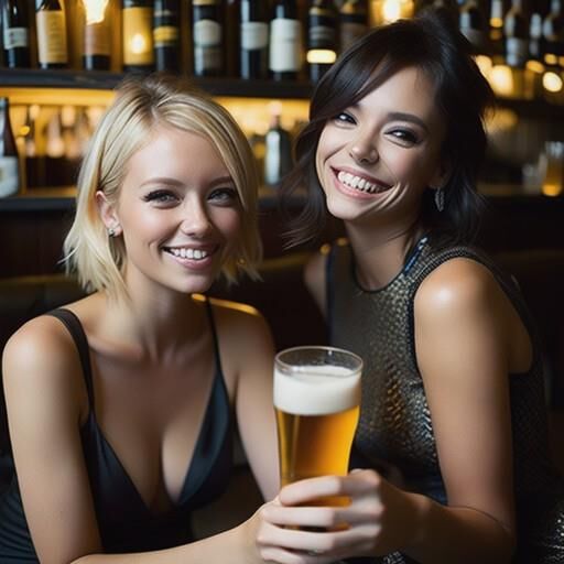 AI girls drinking lager in British pubs 