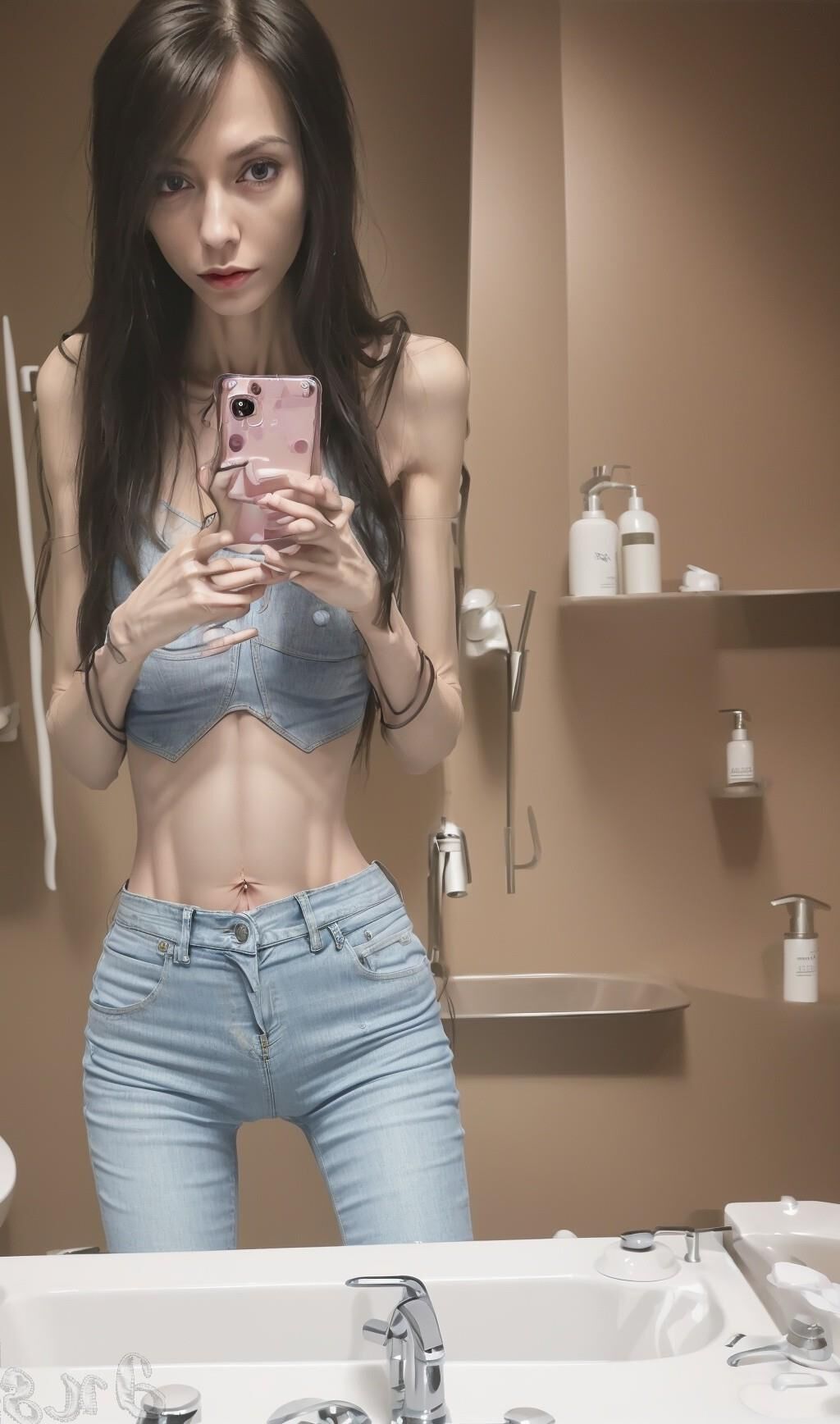 AI Generated - Anorexic women in jeans - Eugenia Cooney edition