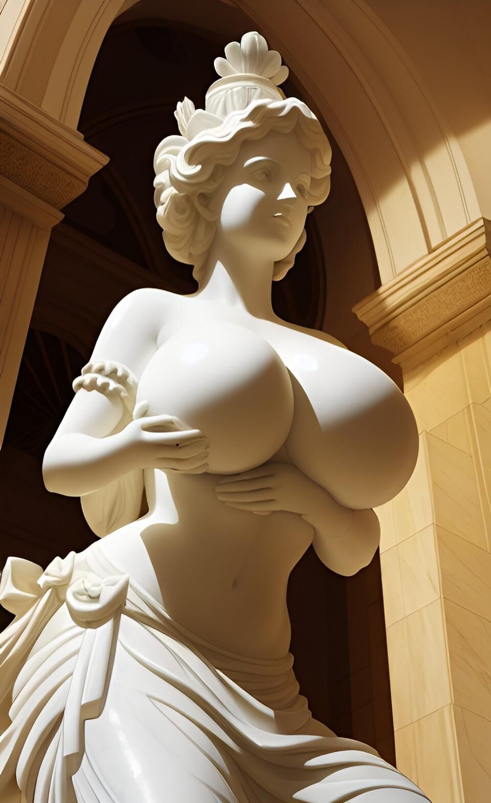 AI Statues with huge massive tits