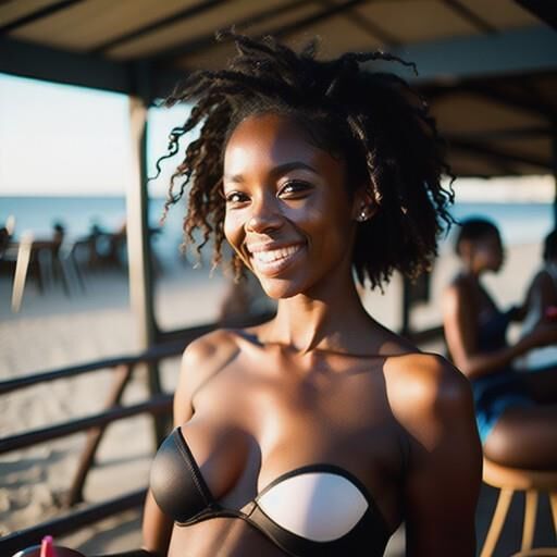 Beautiful black girls, AI, some in bikinis, some with boobs out