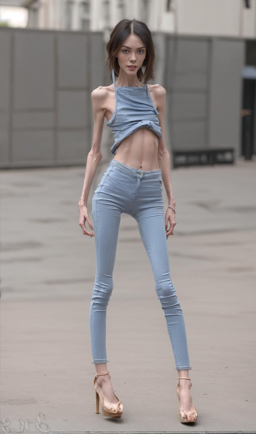 AI Generated - Anorexic women in jeans - Eugenia Cooney edition