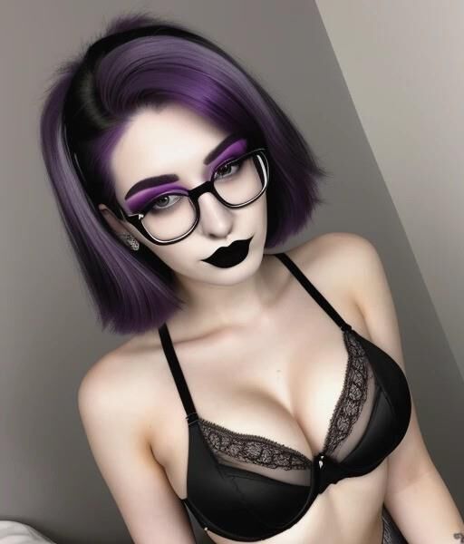 Nerd de cabelo roxo