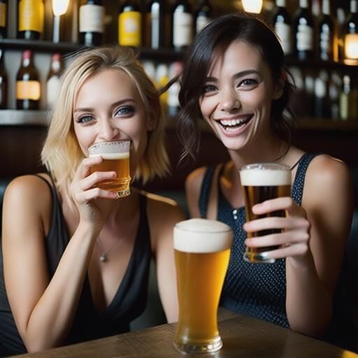 AI girls drinking lager in British pubs 