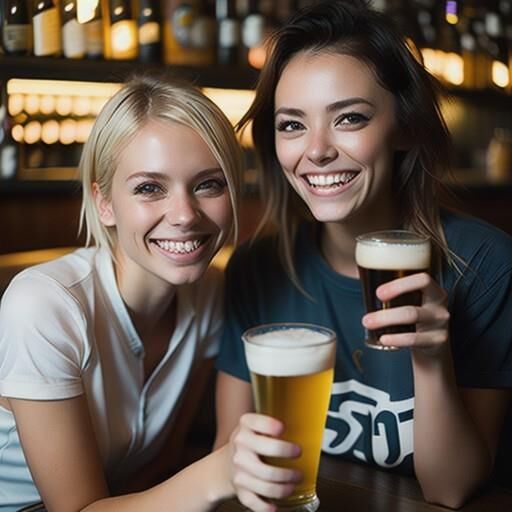 AI girls drinking lager in British pubs 