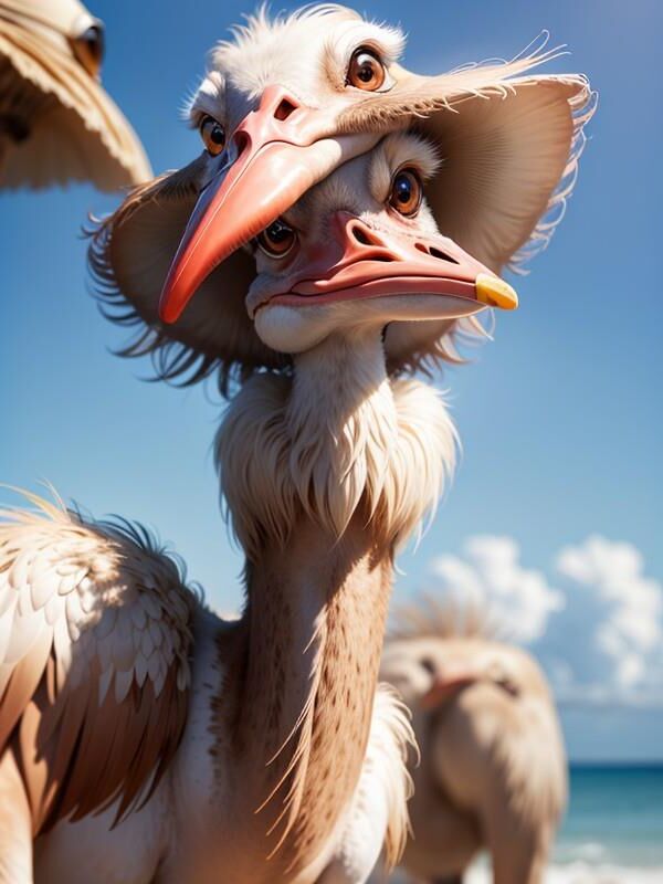 Agatha in a Bikini Riding Large Birds and Wearing Big Hats 