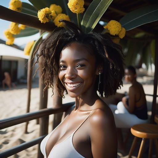 Beautiful black girls, AI, some in bikinis, some with boobs out