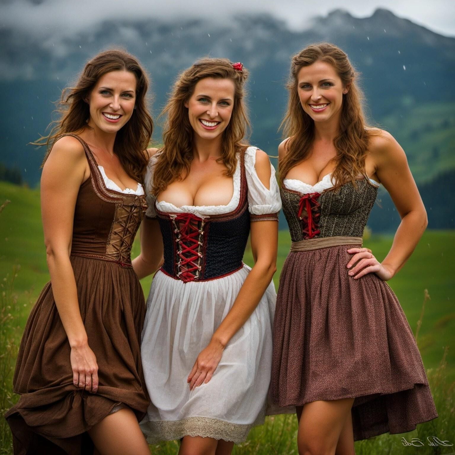 Ai generated bavarian women in the rain