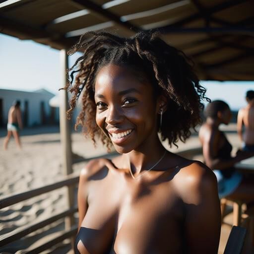 Beautiful black girls, AI, some in bikinis, some with boobs out