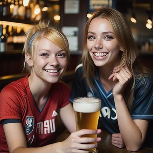 AI girls drinking lager in British pubs 