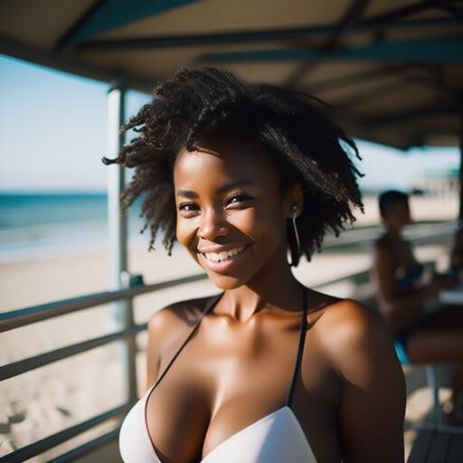 Beautiful black girls, AI, some in bikinis, some with boobs out