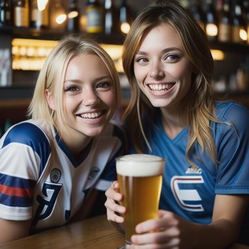 AI girls drinking lager in British pubs 