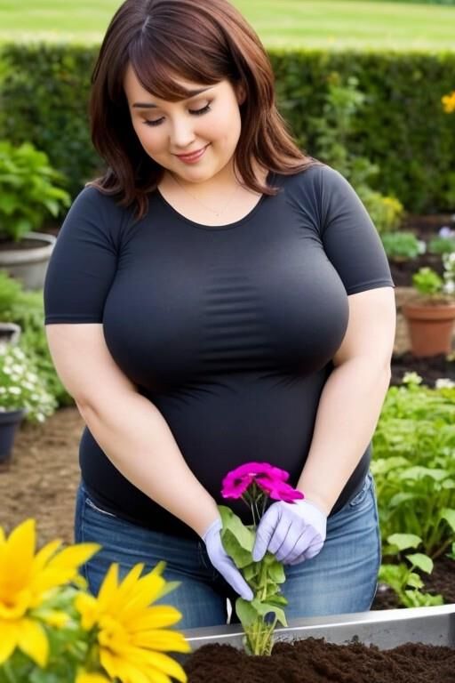 AI Generated - Bbw & Chubby gardening