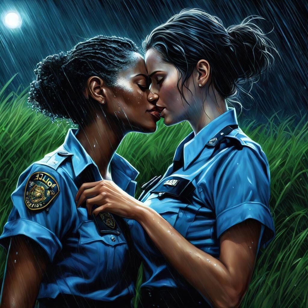 Lesbianism in the Park ... Policewomen taking a break 2