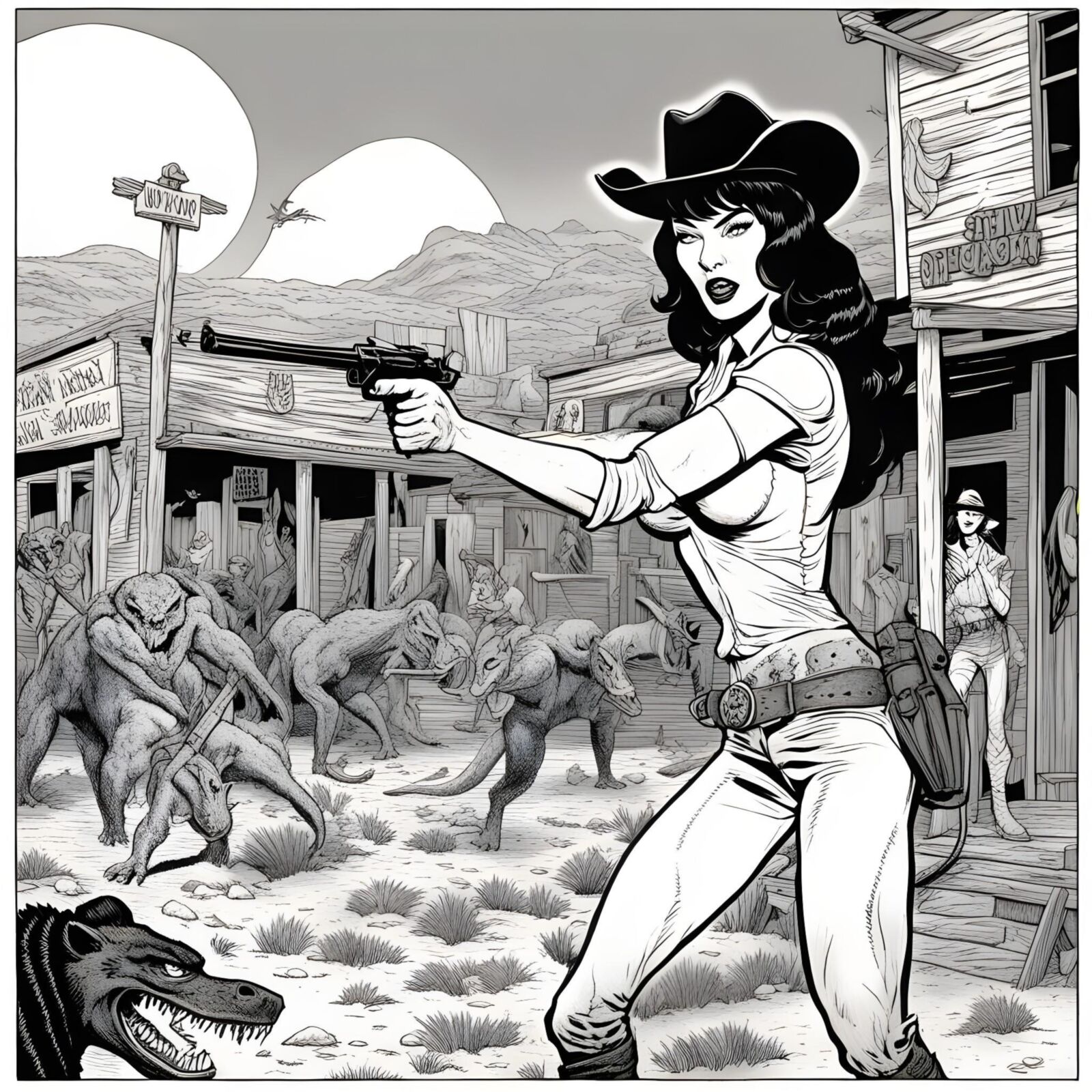 Cowgirl Betty Page vs Os Homens Lagarto