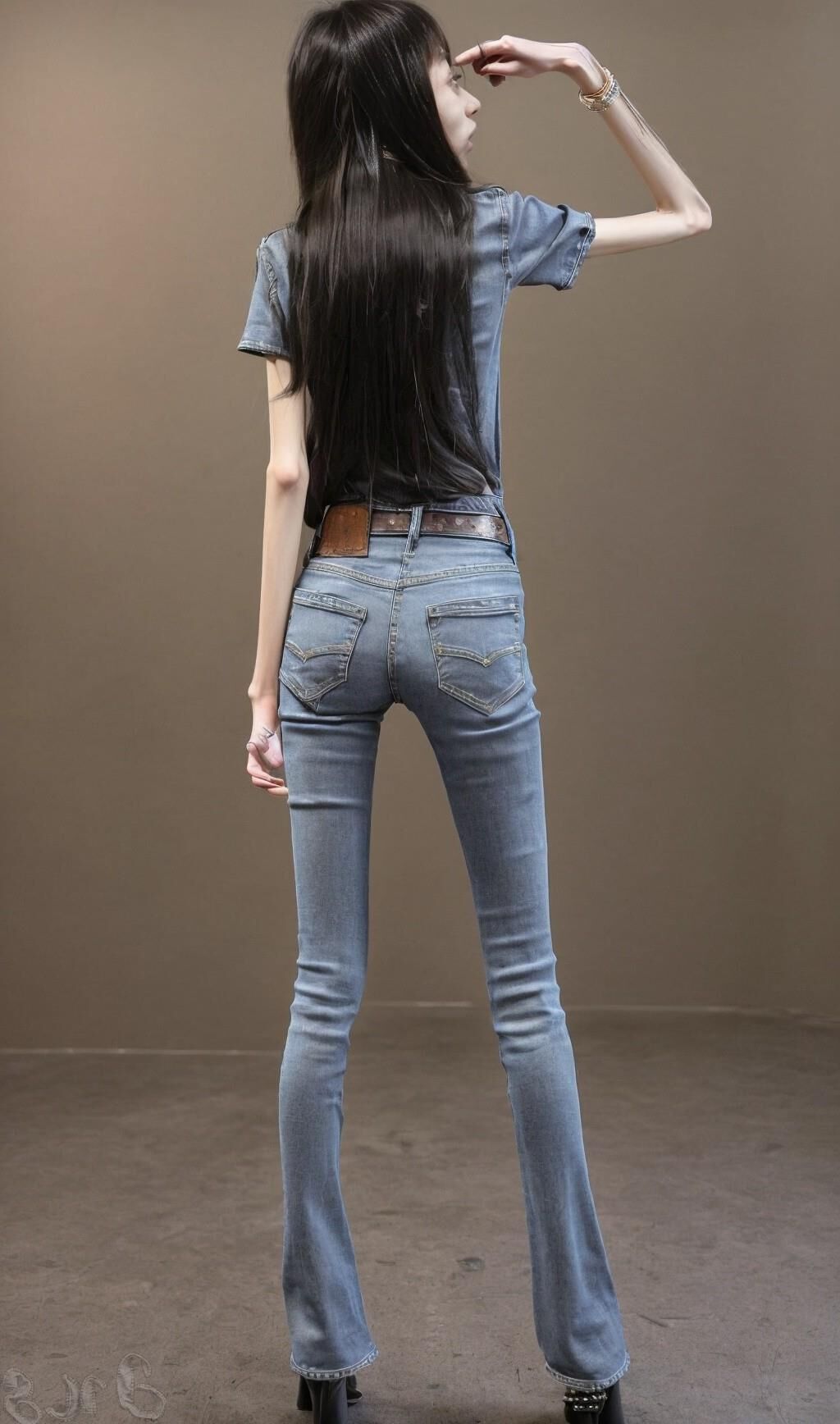 AI Generated - Anorexic women in jeans