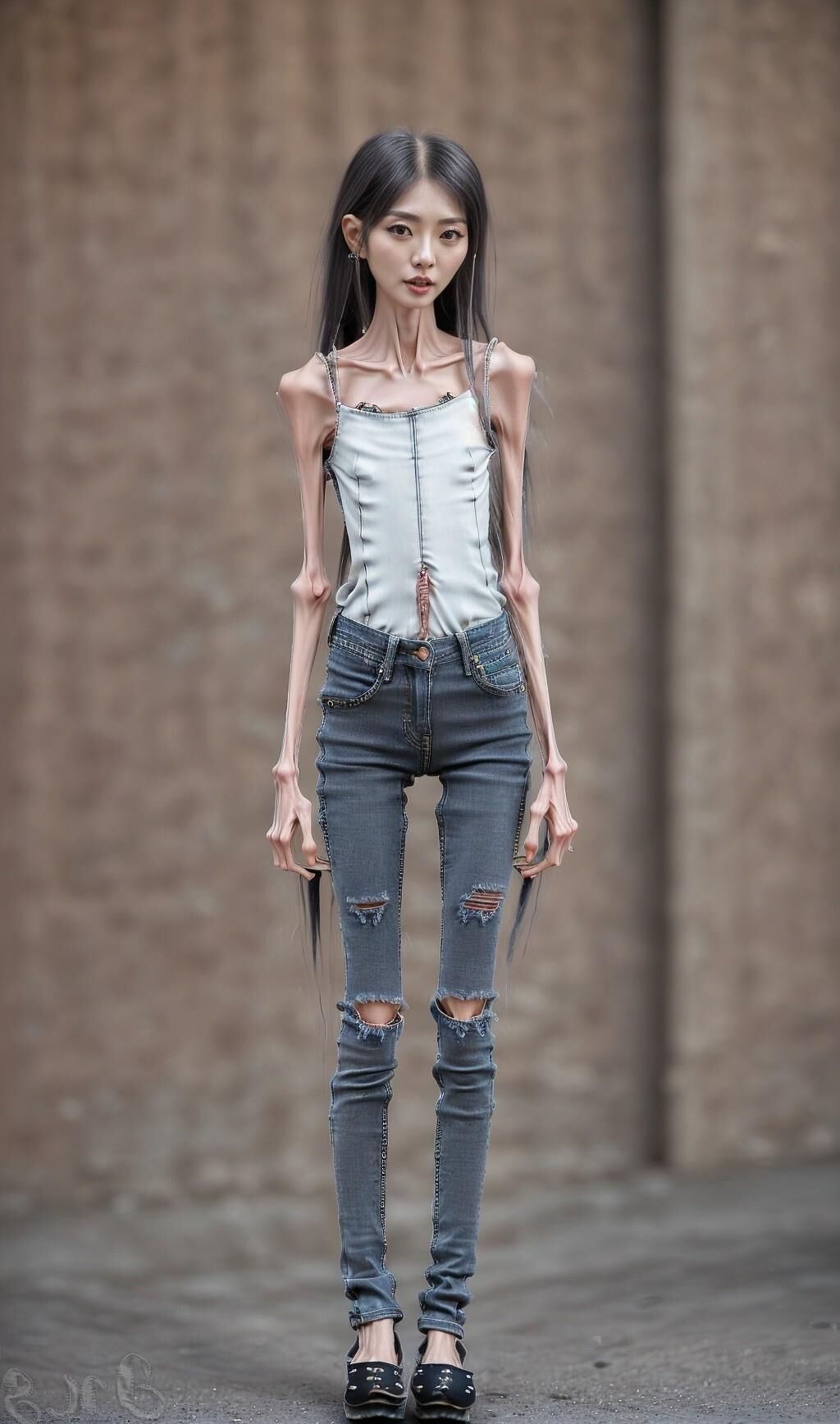 AI Generated - Anorexic women in jeans