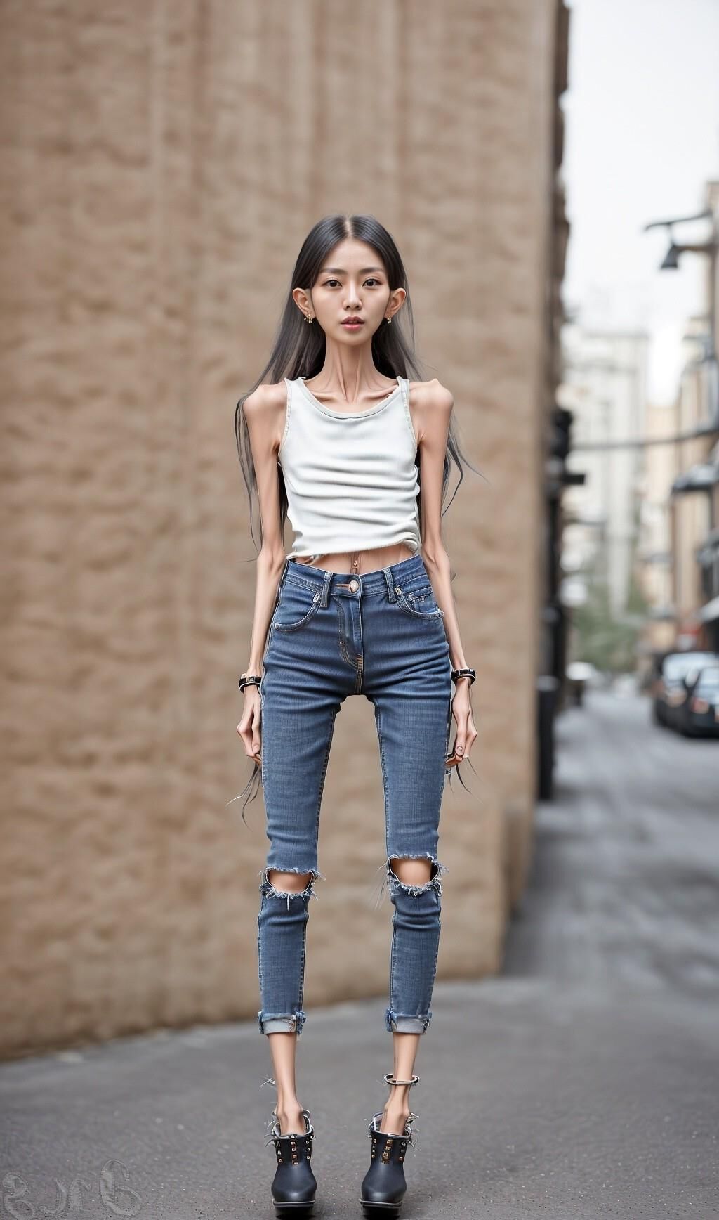 AI Generated - Anorexic women in jeans