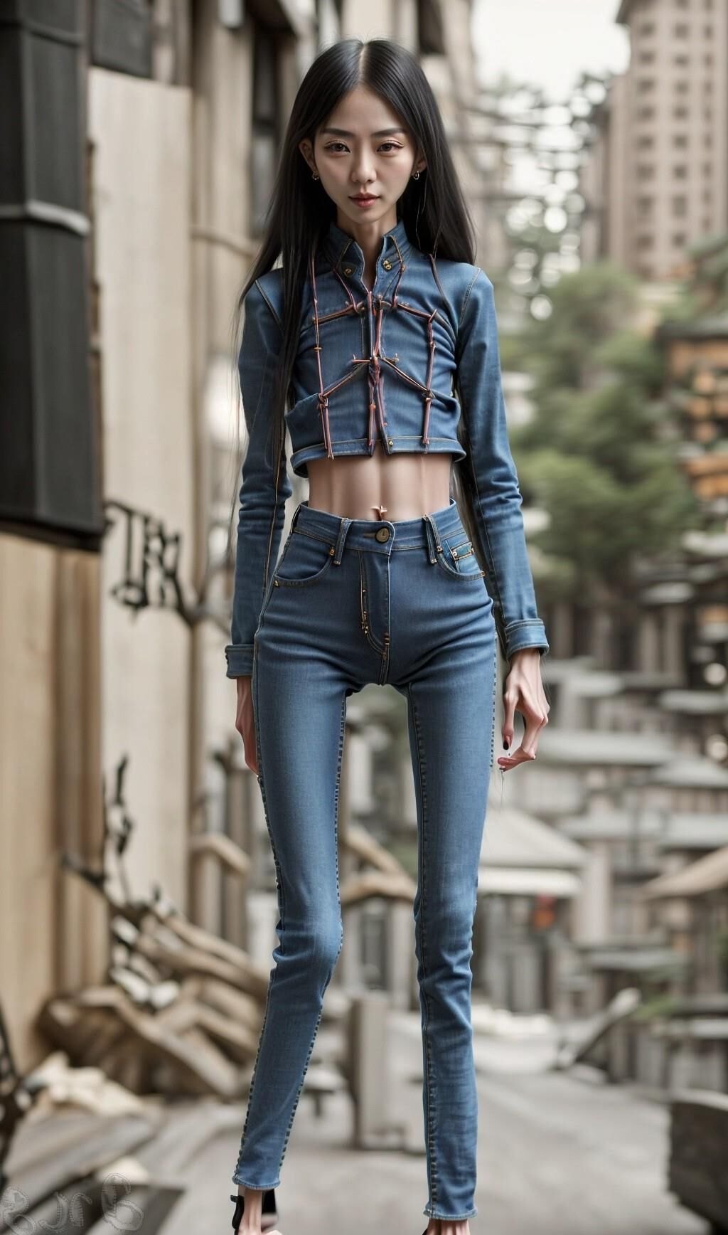 AI Generated - Anorexic women in jeans