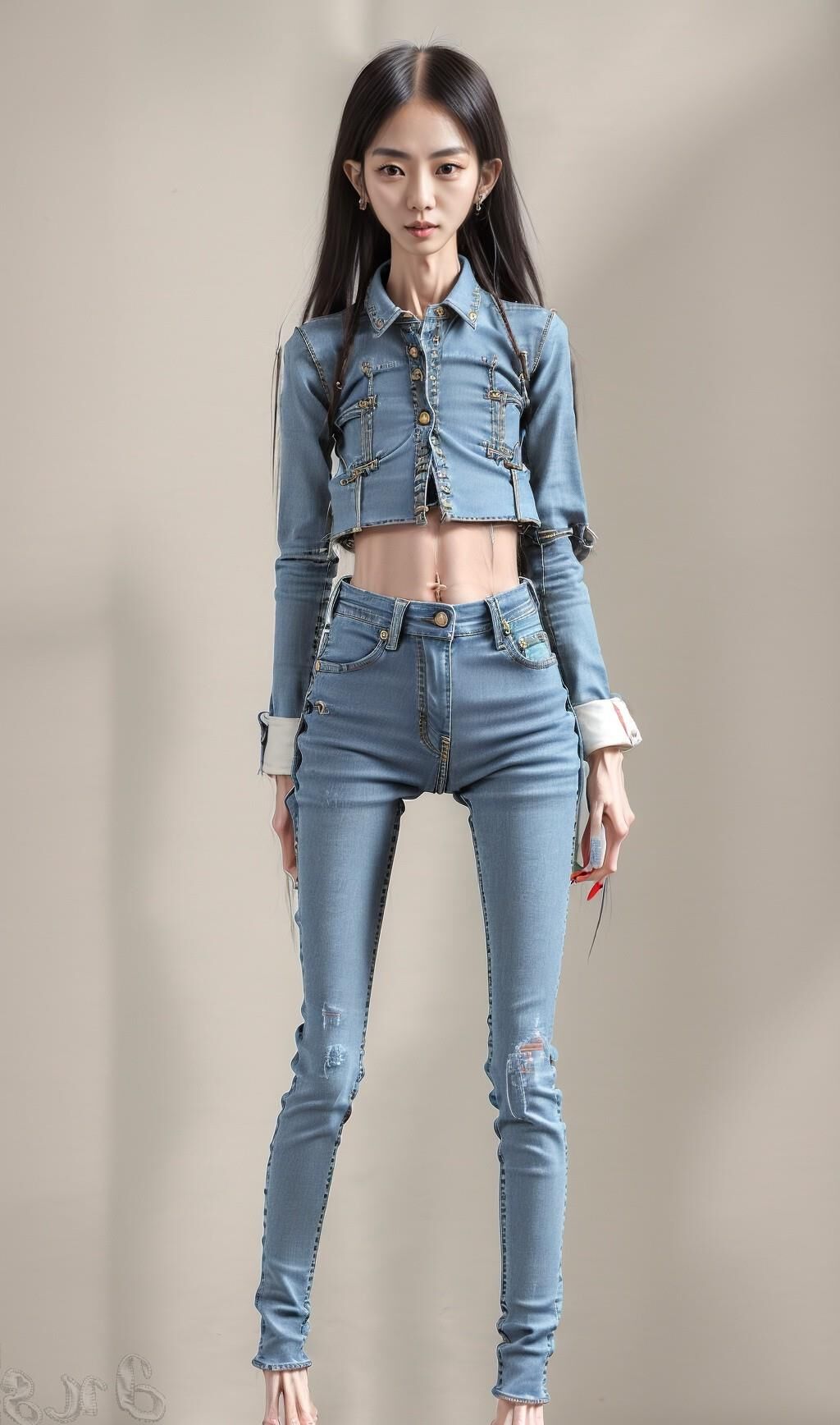 AI Generated - Anorexic women in jeans