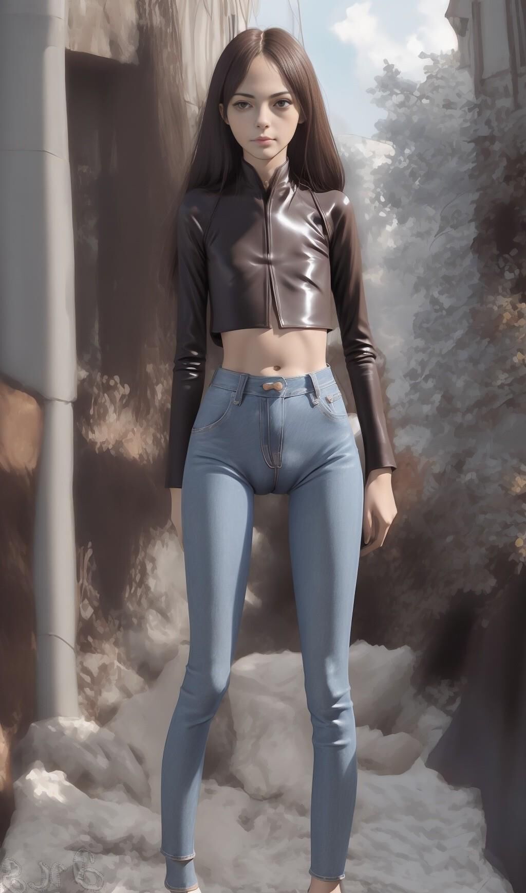 AI Generated - Anorexic women in jeans