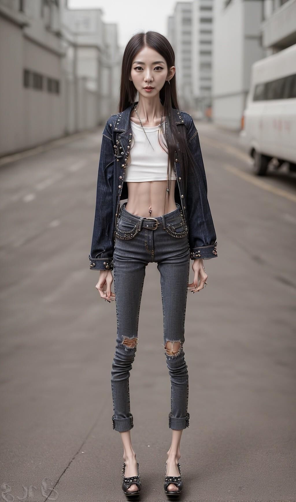 AI Generated - Anorexic women in jeans