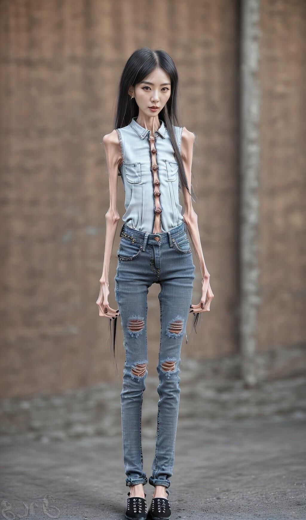 AI Generated - Anorexic women in jeans