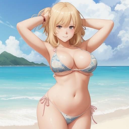 Blonde bikini anime girls