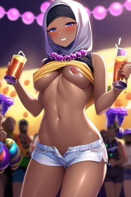 AI Generated Hijabi at Mardi Gras