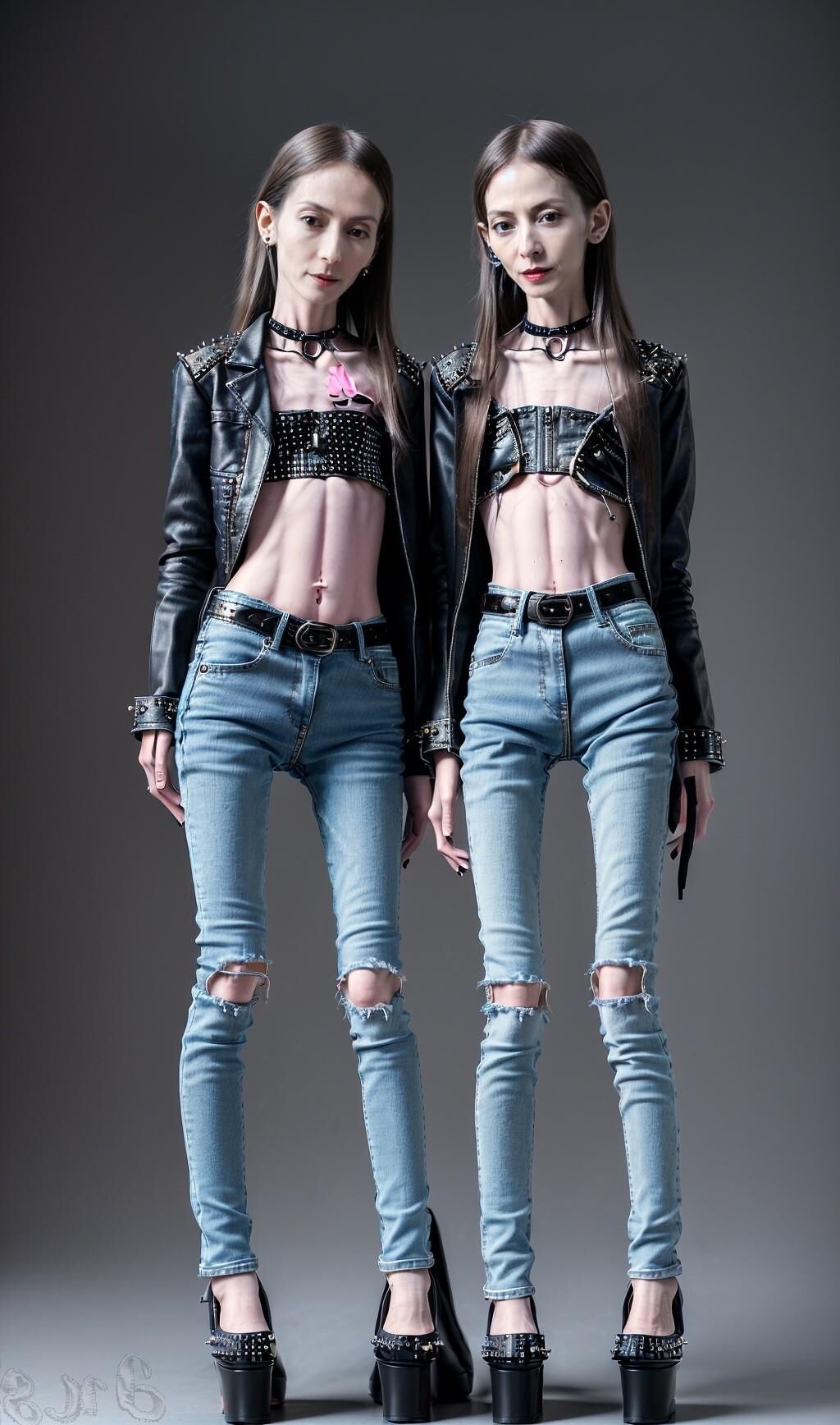 AI Generated - Anorexic women in jeans