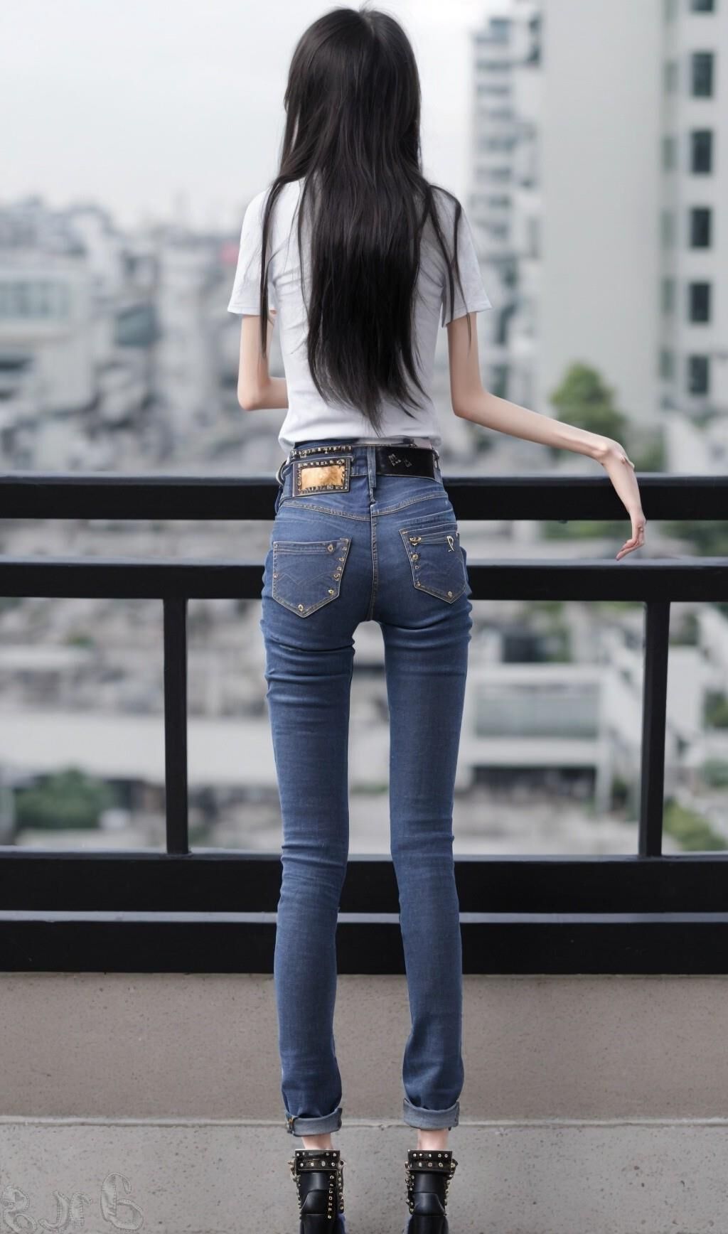 AI Generated - Anorexic women in jeans