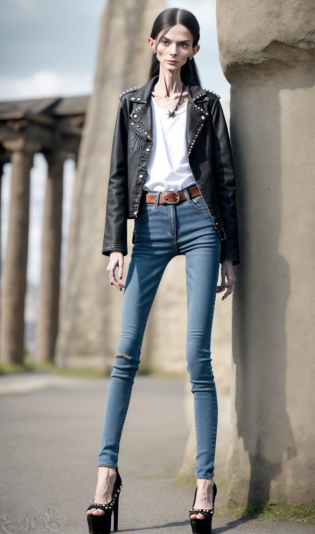 AI Generated - Anorexic women in jeans