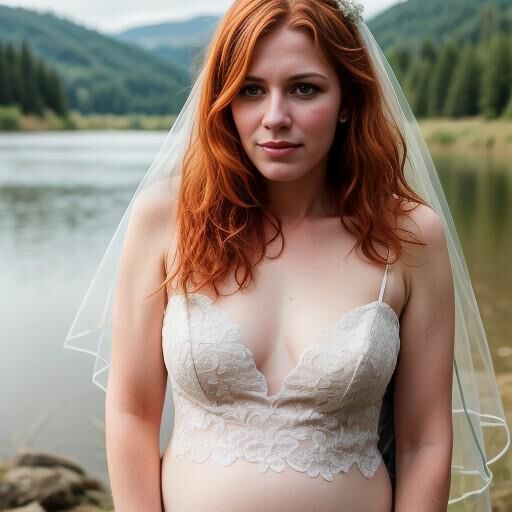 Penny (AI-Model) pregnant Wedding dress, lesbian kissing