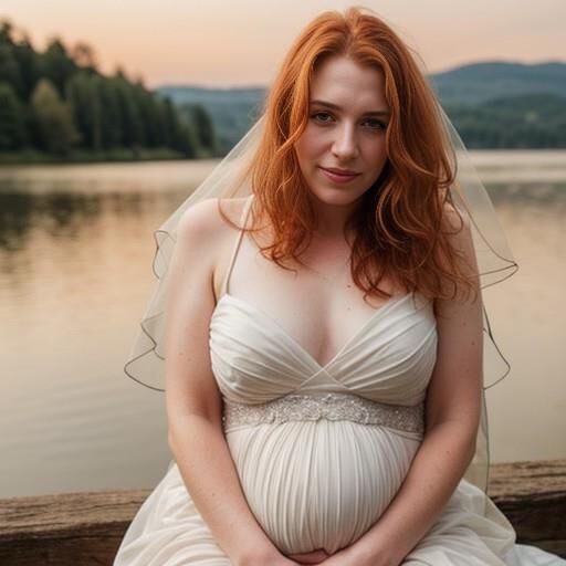 Penny (AI-Model) pregnant Wedding dress, lesbian kissing