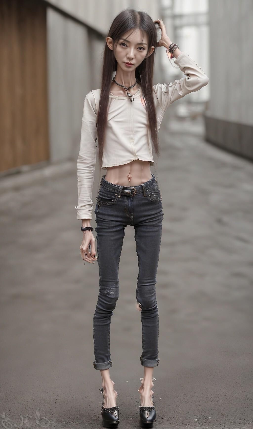 AI Generated - Anorexic women in jeans