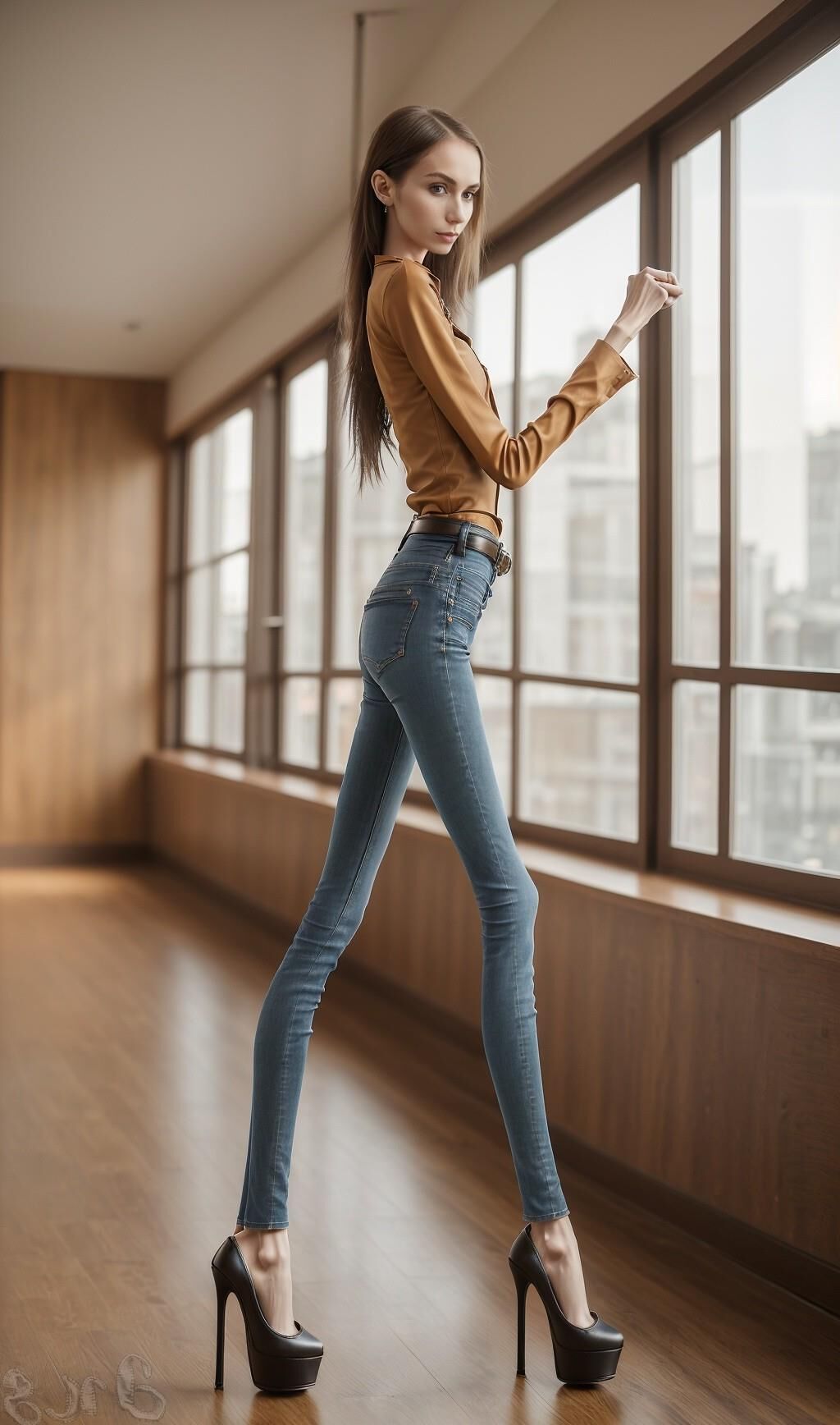 AI Generated - Anorexic women in jeans